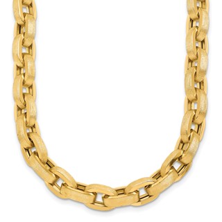 Herco Gold Polished and Brushed Fancy Cable Link Necklaces