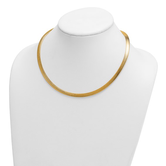 Herco 14K w/Rhod. Polished/Satin 6mm Reversible Solid Omega Necklace