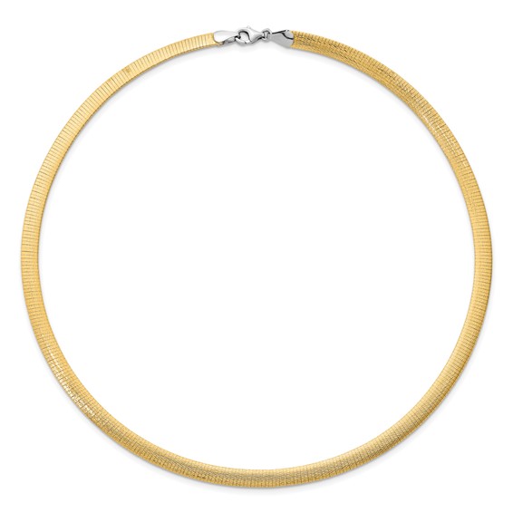 Herco 14K w/Rhod. Polished/Satin 6mm Reversible Solid Omega Necklace