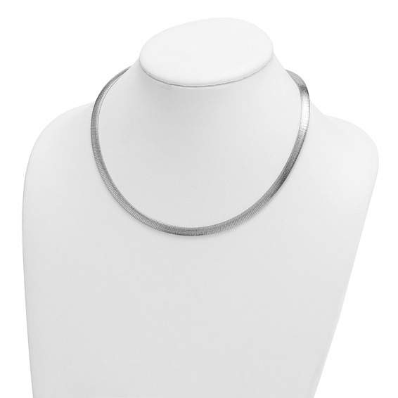 Herco 14K w/Rhod. Polished/Satin 6mm Reversible Solid Omega Necklace