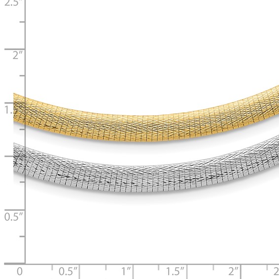 Herco 14K w/Rhod. Polished/Satin 6mm Reversible Solid Omega Necklace