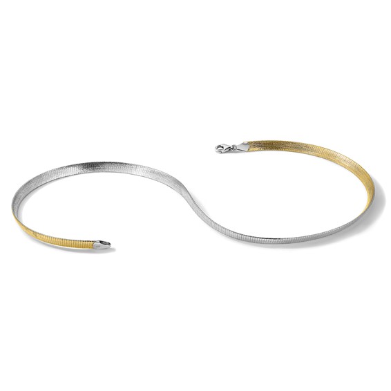 Herco 14K w/Rhod. Polished/Satin 6mm Reversible Solid Omega Necklace