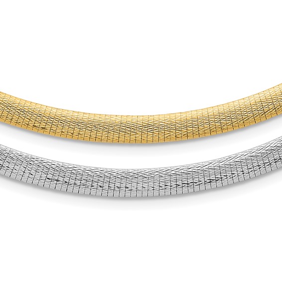 Herco 14K w/Rhod. Polished/Satin 6mm Reversible Solid Omega Necklace