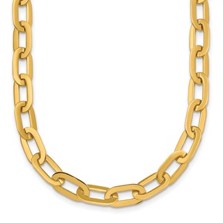 Herco 14K Polished Flat Solid Oval Link Necklace