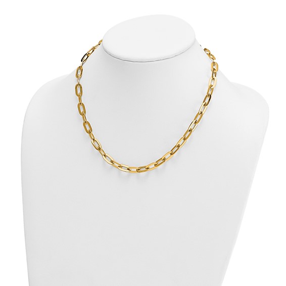 Herco 14K Polished Flat Solid Oval Link Necklace