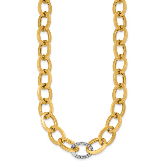 Herco 14K Two-tone Polished Diamond Fancy Oval Link Necklace