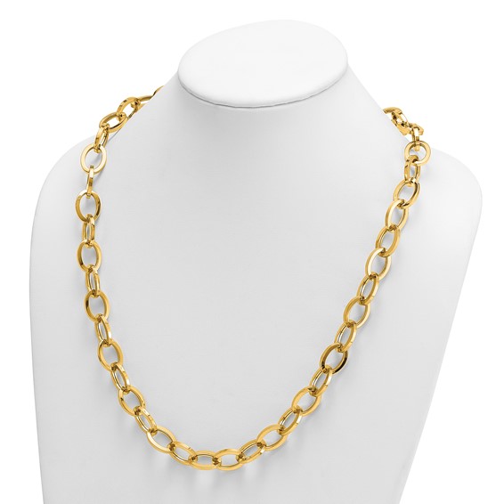 Herco 14K Two-tone Polished Diamond Fancy Oval Link Necklace