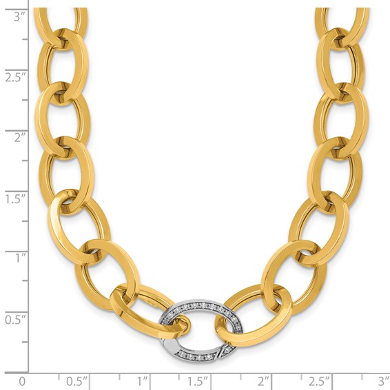 Herco 14K Two-tone Polished Diamond Fancy Oval Link Necklace