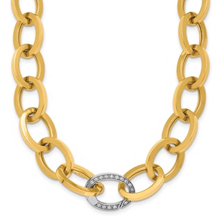 Herco 14K Two-tone Polished Diamond Fancy Oval Link Necklace