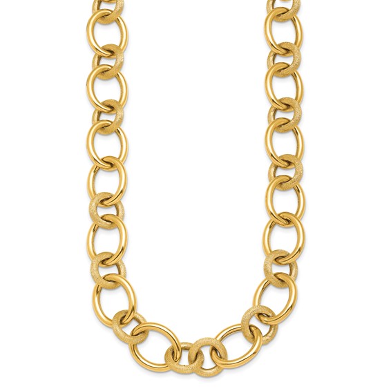 Herco 14K Polished and Satin Hollow Fancy Circle and Oval Link Necklace