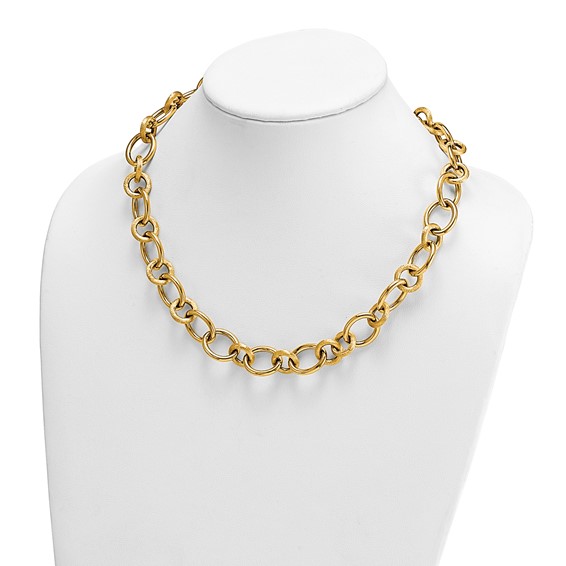 Herco 14K Polished and Satin Hollow Fancy Circle and Oval Link Necklace