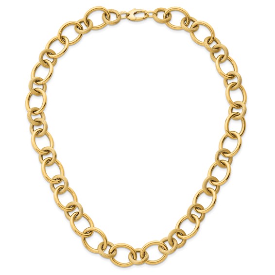 Herco 14K Polished and Satin Hollow Fancy Circle and Oval Link Necklace