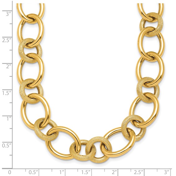 Herco 14K Polished and Satin Hollow Fancy Circle and Oval Link Necklace