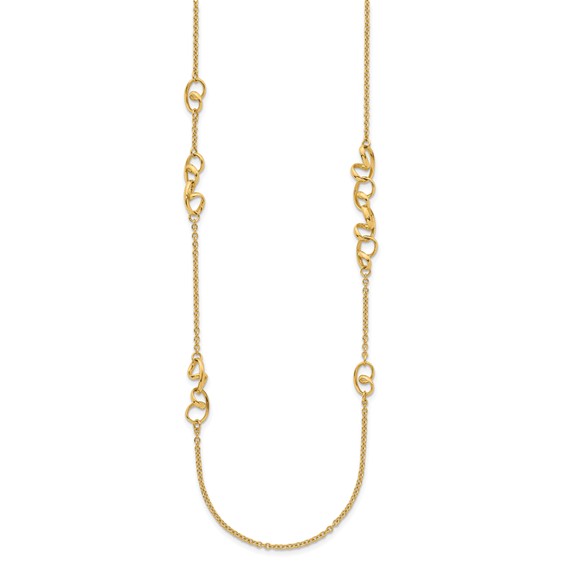 Herco 14K Polished Fancy Contemporary Swirls Station Necklace