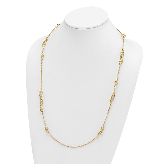 Herco 14K Polished Fancy Contemporary Swirls Station Necklace