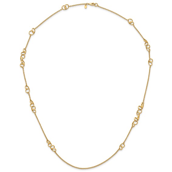 Herco 14K Polished Fancy Contemporary Swirls Station Necklace