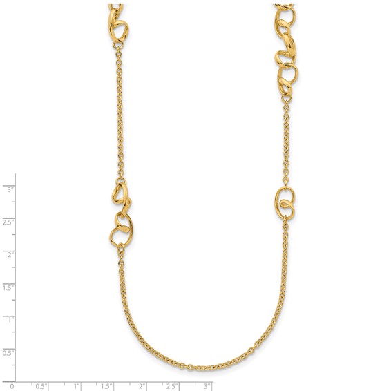 Herco 14K Polished Fancy Contemporary Swirls Station Necklace