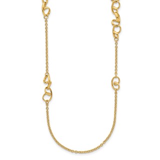 Herco 14K Polished Fancy Contemporary Swirls Station Necklace