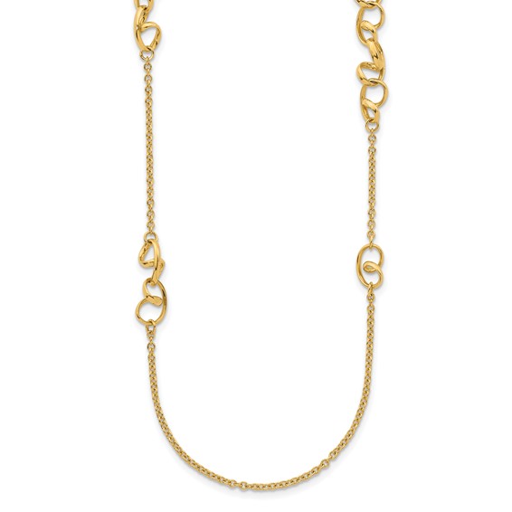 Herco 14K Polished Fancy Contemporary Swirls Station Necklace