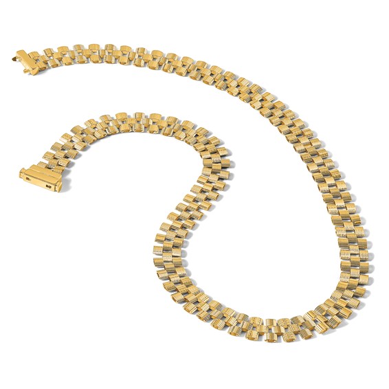 Herco Polished and Grooved Fancy Link Necklaces