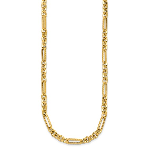 Herco 14K Polished and Textured Fancy Link Necklace