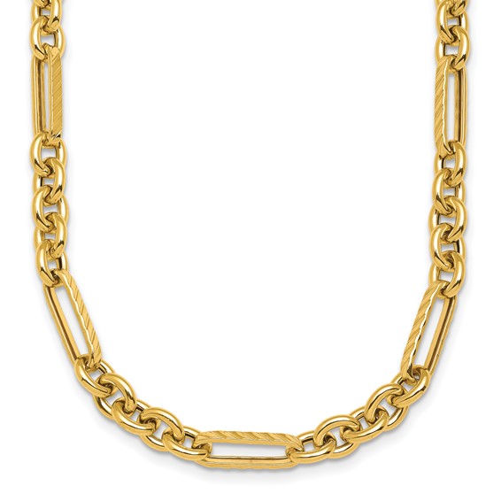 Herco 14K Polished and Textured Fancy Link Necklace
