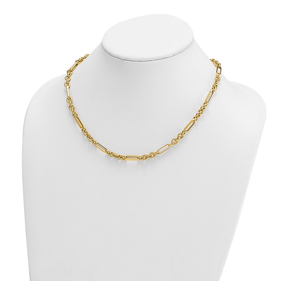 Herco 14K Polished and Textured Fancy Link Necklace