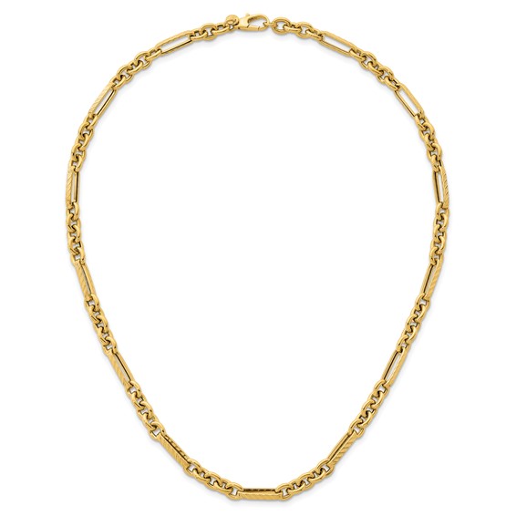 Herco 14K Polished and Textured Fancy Link Necklace