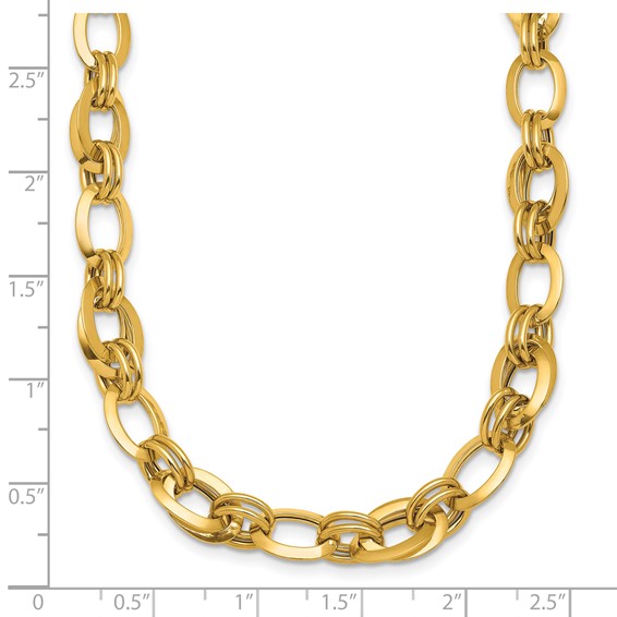 Herco 14K Polished Fancy Knife Edge Oval Link Necklace