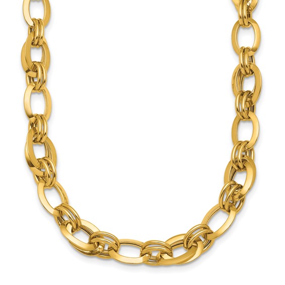Herco 14K Polished Fancy Knife Edge Oval Link Necklace