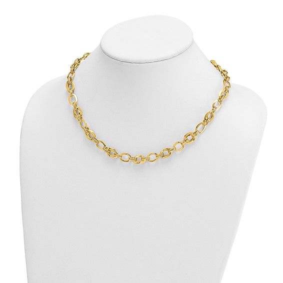 Herco 14K Polished Fancy Knife Edge Oval Link Necklace
