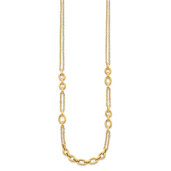 Herco 14K Polished Fancy Two-Strand Link w/ .5in Ext. Station Necklace