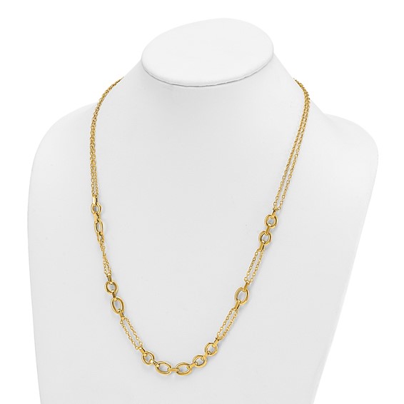 Herco 14K Polished Fancy Two-Strand Link w/ .5in Ext. Station Necklace