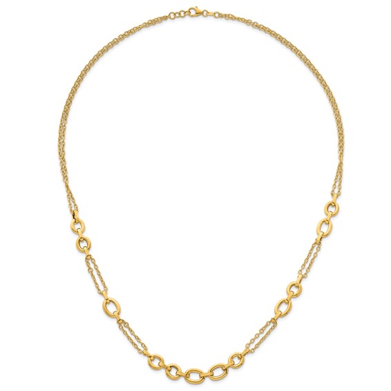 Herco 14K Polished Fancy Two-Strand Link w/ .5in Ext. Station Necklace