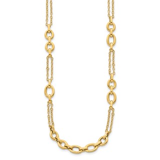 Herco 14K Polished Fancy Two-Strand Link w/ .5in Ext. Station Necklace