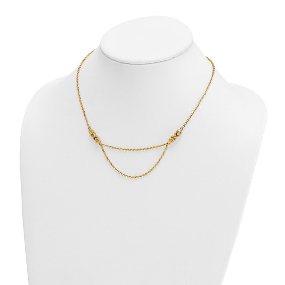 Herco 14K Polished/Diamond-cut Fancy XO Drop w/ .75in Ext. Necklace