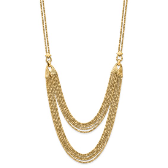 Herco 14K Polished Fancy Multi-Strand Popcorn Chain Necklace