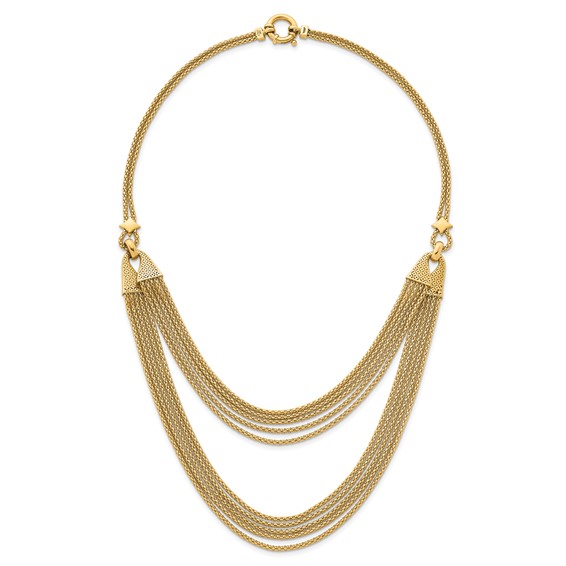 Herco 14K Polished Fancy Multi-Strand Popcorn Chain Necklace