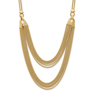 Herco 14K Polished Fancy Multi-Strand Popcorn Chain Necklace