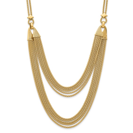 Herco 14K Polished Fancy Multi-Strand Popcorn Chain Necklace