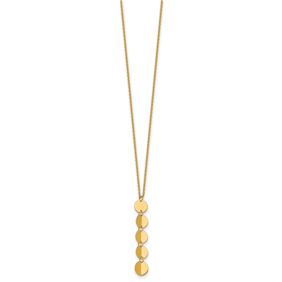 Herco 14K Polished Solid Five Circle Drop with 2 Inch Extension Necklace