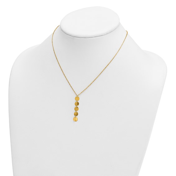 Herco 14K Polished Solid Five Circle Drop with 2 Inch Extension Necklace