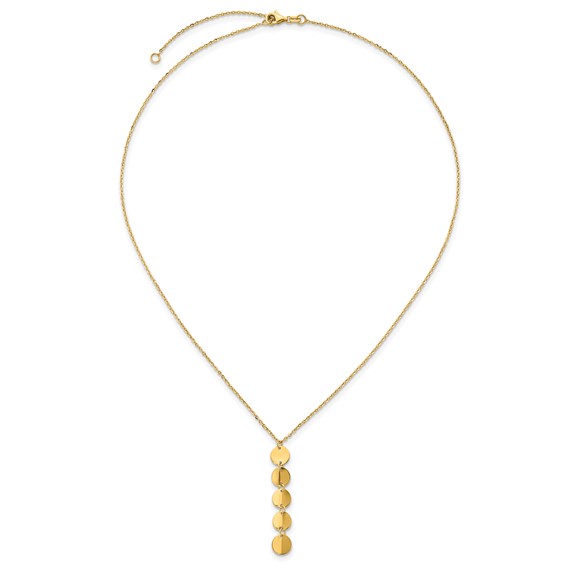 Herco 14K Polished Solid Five Circle Drop with 2 Inch Extension Necklace