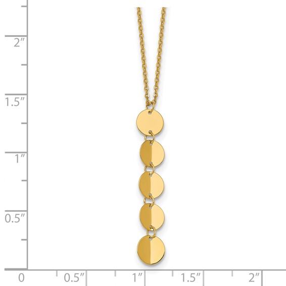 Herco 14K Polished Solid Five Circle Drop with 2 Inch Extension Necklace