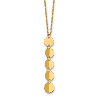 Herco 14K Polished Solid Five Circle Drop with 2 Inch Extension Necklace