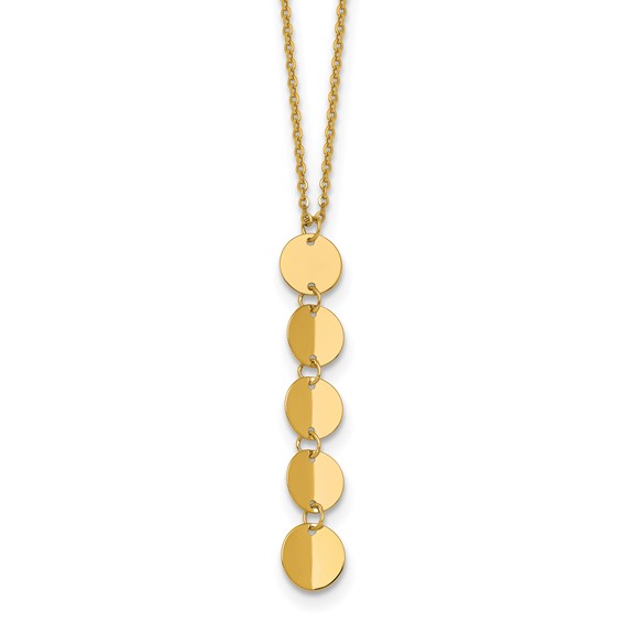 Herco 14K Polished Solid Five Circle Drop with 2 Inch Extension Necklace