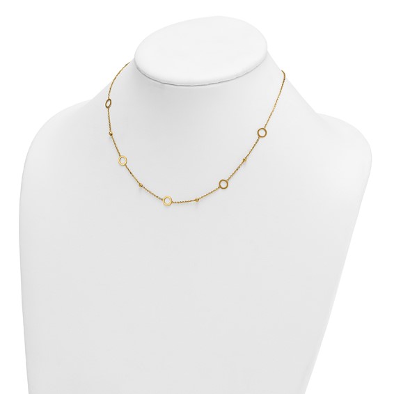 Herco 14K Polished and Beaded Open Circle w/ 2in Ext. Station Necklace