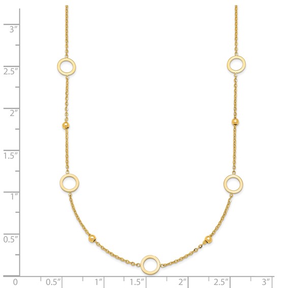 Herco 14K Polished and Beaded Open Circle w/ 2in Ext. Station Necklace