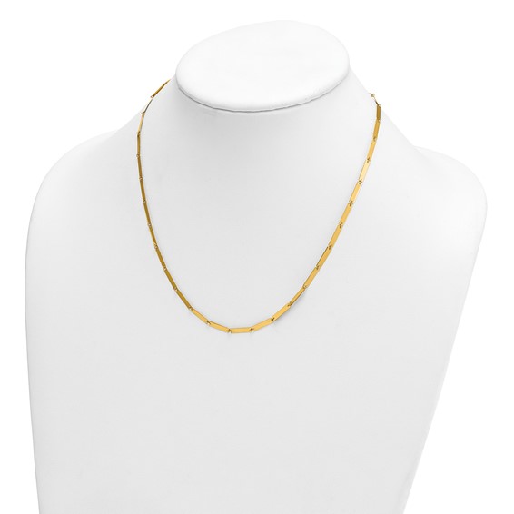 Herco 14K Polished Solid Bar Link with 2 Inch Extension Necklace
