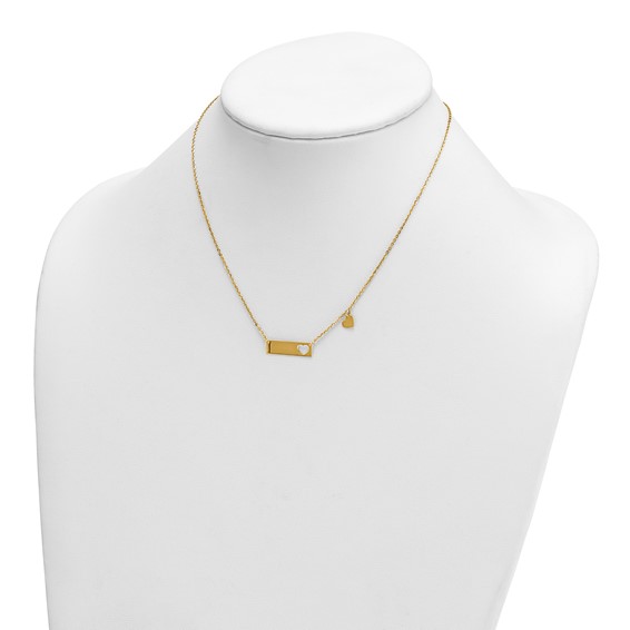 Herco 14K Polished Cut-Out Heart Bar with 2 Inch Extension Necklace